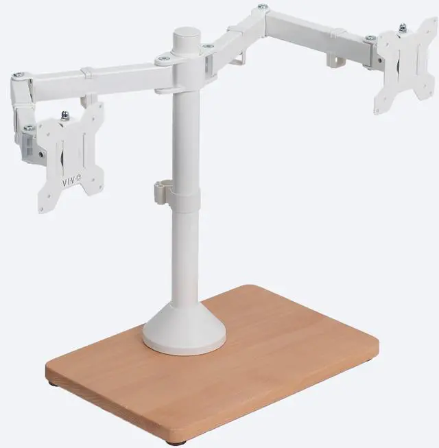 Main image of VIVO Dual Monitor Adjustable Mount w/ Wood Base, Fits Computer Screens up to 32"