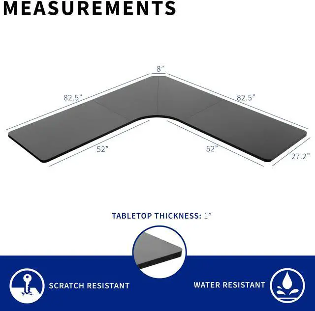 Alt view image 3 of 7 - VIVO Black 83 x 83 inch Curved Corner Table Top for Sit to Stand Desk Frames