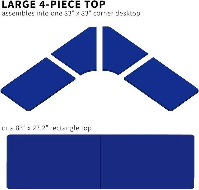 Alt view image 5 of 7 - VIVO Black 83 x 83 inch Curved Corner Table Top for Sit to Stand Desk Frames