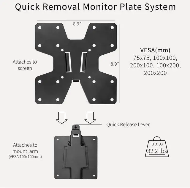 Alt view image 2 of 8 - VIVO Black Large Adapter VESA Bracket Kit, Monitor Wall Mount, Stand Attachment
