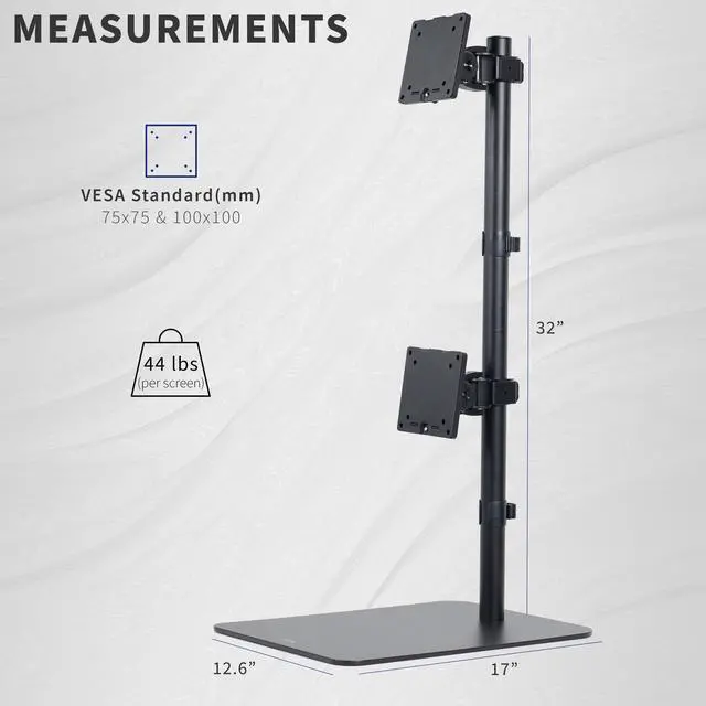 Alt view image 3 of 7 - VIVO Dual Ultrawide Monitor Desk Stand, Mount for 2 Computer Screens up to 49"