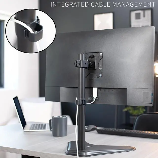 Alt view image 7 of 7 - VIVO Black Single LCD Monitor Free-Standing Desk Stand, Adjustable Tilt, Fits 1 Screen (STAND-V001H)