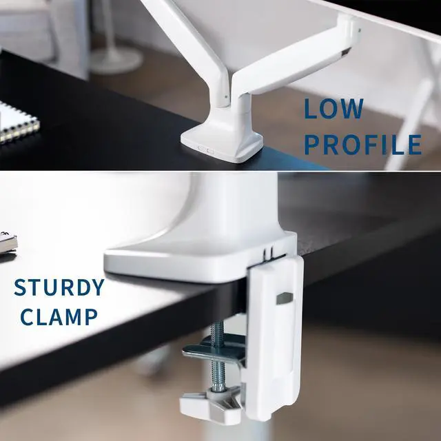 Alt view image 7 of 8 - VIVO White Dual Ultrawide 40" Computer Monitor Desk Mount with Pneumatic Spring