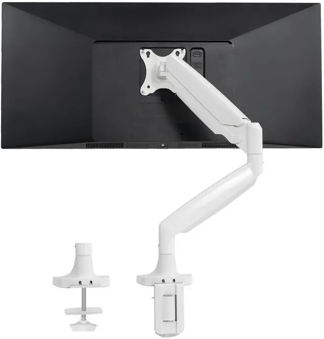 Main image of VIVO White Heavy Duty Single Ultrawide Monitor Desk Mount w/ Pneumatic Spring Arm, Fits Screens up to 40", STAND-V101QW
