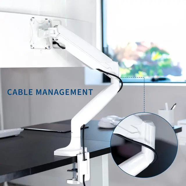 Alt view image 6 of 8 - VIVO White Heavy Duty Single Ultrawide Monitor Desk Mount w/ Pneumatic Spring Arm, Fits Screens up to 40", STAND-V101QW
