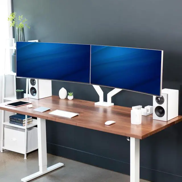 Alt view image 2 of 7 - VIVO Tensions Spring Dual Ultra Wide Monitor Mount, Max 45" Computer Screens