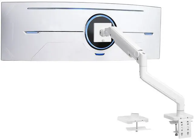 Main image of VIVO White Mechanical Arm Computer Monitor Desk Mount, Fits Ultrawides up to 40"
