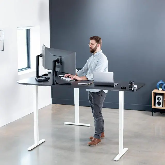 Alt view image 3 of 7 - VIVO Black / White Electric 83" x 83" Curved Corner Stand Up Desk