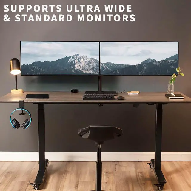 Alt view image 2 of 7 - VIVO Full Motion Dual Monitor Desk Mount VESA Stand with Double Center Arm Joint | Fits 13" to 34" Screens (STAND-V102D)