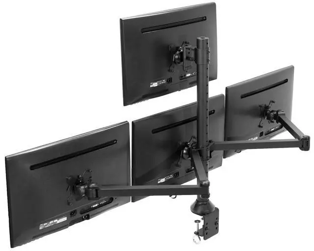 Alt view image 13 of 14 - VIVO Steel Quad Monitor Desk Mount Adjustable 3 + 1 Stand | 4 Screens up to 32"