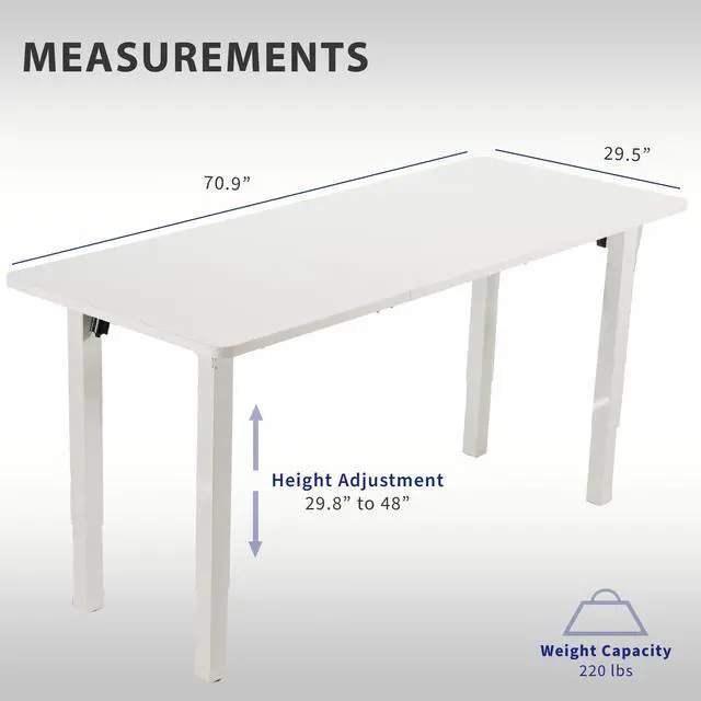 Alt view image 3 of 7 - VIVO Electric 71 x 30 Standing Desk, White Table Top, White Frame