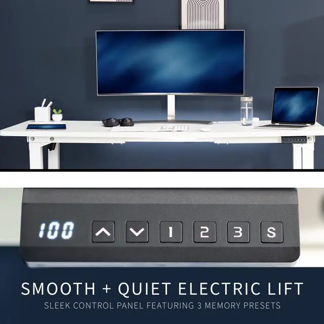 Alt view image 6 of 7 - VIVO Electric 71 x 30 Standing Desk, White Table Top, White Frame