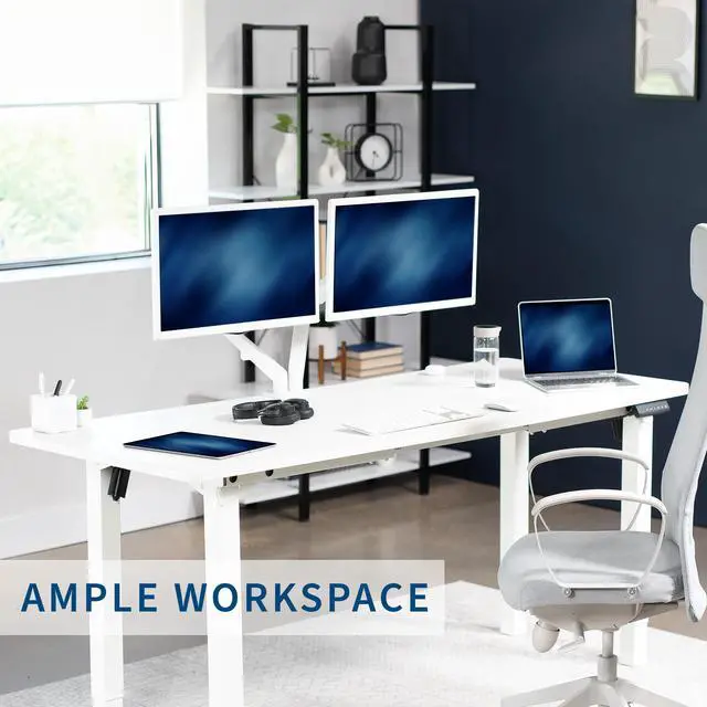 Alt view image 7 of 7 - VIVO Electric 71 x 30 Standing Desk, White Table Top, White Frame