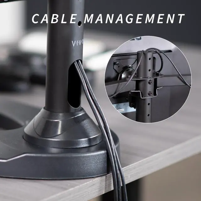 Alt view image 6 of 7 - VIVO Triple Monitor Free Standing Desk Mount | Heavy Duty Fully Adjustable Stand for 3 Screens up to 32" (STAND-V103F)