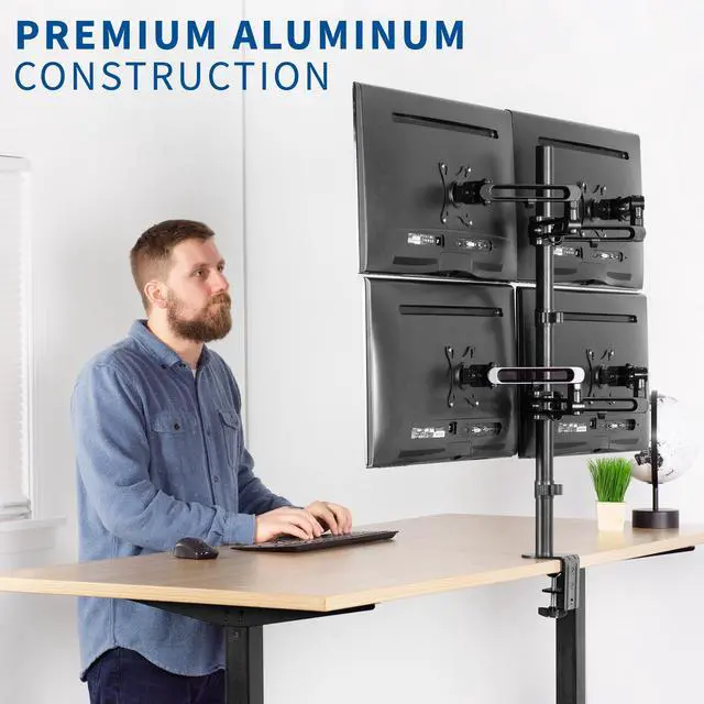 Alt view image 6 of 7 - VIVO Aluminum Quad LCD Fully Adjustable Monitor Desk Mount Stand for 4 Screens 17" to 32" (STAND-V104Y)