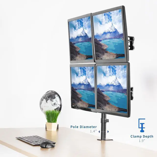 Alt view image 4 of 7 - VIVO Aluminum Quad LCD Fully Adjustable Monitor Desk Mount Stand for 4 Screens 17" to 32" (STAND-V104Y)