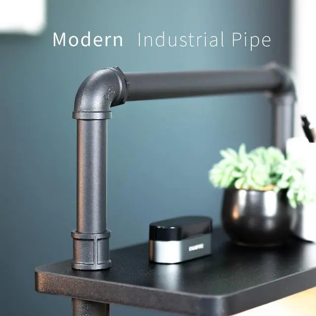Alt view image 6 of 7 - VIVO Clamp-on 16 inch Decorative Industrial Pipe Shelves, 2-Tier Decor Organizer, Black, DESK-SHELF16-2B