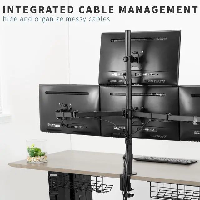 Alt view image 6 of 7 - VIVO Quad 13" to 24" LCD Monitor Heavy Duty Desk Mount | 3 + 1 Stand, Holds 4 Screens (STAND-V104C)