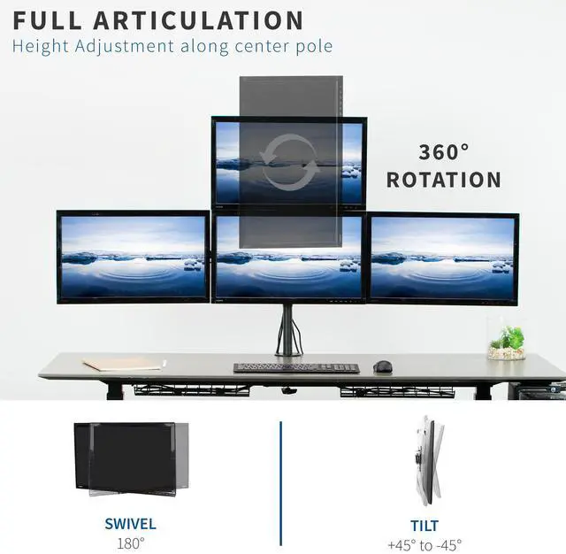 Alt view image 5 of 7 - VIVO Quad 13" to 24" LCD Monitor Heavy Duty Desk Mount | 3 + 1 Stand, Holds 4 Screens (STAND-V104C)