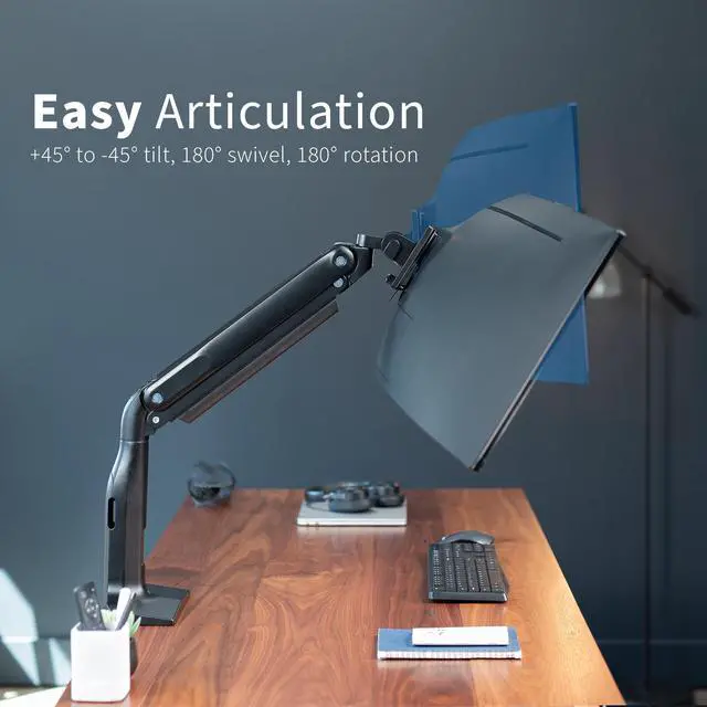 Alt view image 6 of 7 - Single Ultra Wide Monitor Pneumatic Spring Desk Mount with USB, Max VESA 200x100