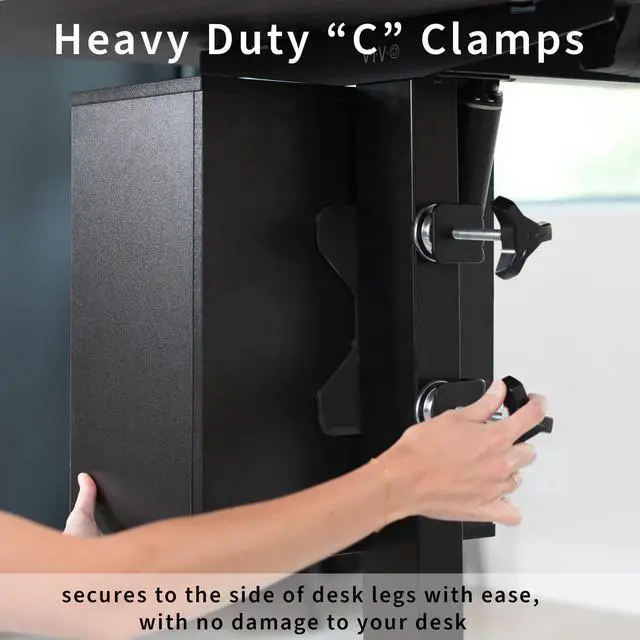 Alt view image 4 of 7 - VIVO Black Clamp-on Desk Leg Shelving Unit, Multi-Level Storage Shelves