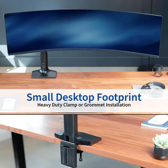 Alt view image 7 of 7 - Single Ultra Wide Monitor Pneumatic Spring Desk Mount with USB, Max VESA 200x100