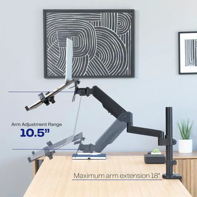 Alt view image 3 of 13 - VIVO 10" to 15.6" Single Laptop Stand Desk Mount, Adjustable Notebook Holder