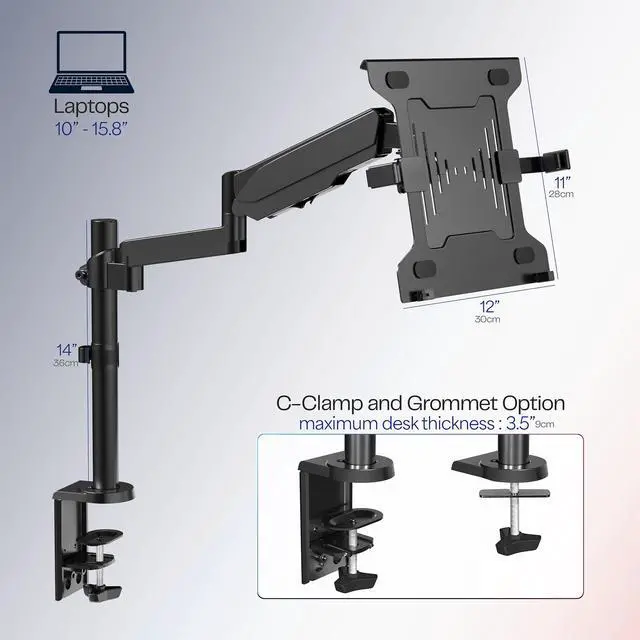 Alt view image 5 of 13 - VIVO 10" to 15.6" Single Laptop Stand Desk Mount, Adjustable Notebook Holder