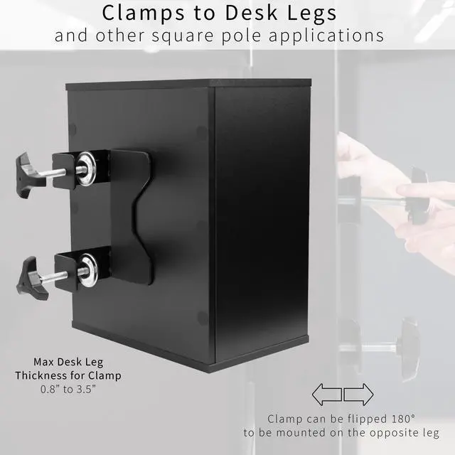 Alt view image 5 of 7 - VIVO Black Clamp-on Desk Leg Shelving Unit, Multi-Level Storage Shelves