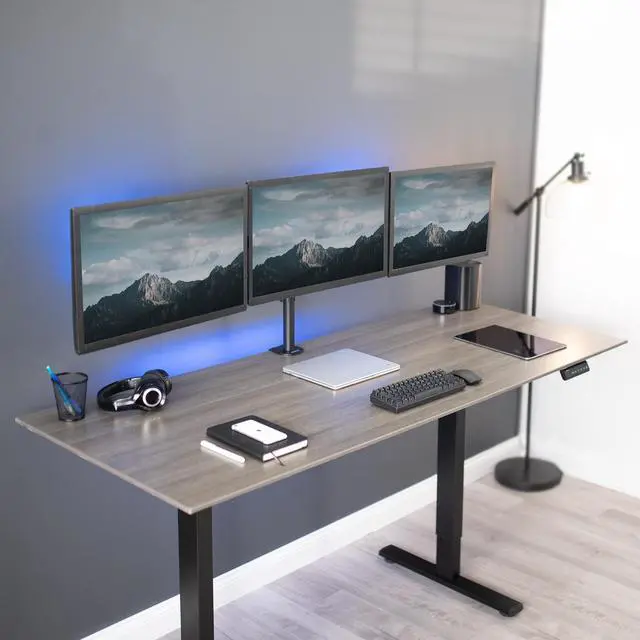 Alt view image 2 of 7 - VIVO Heavy Duty Flush to Wall Triple Monitor Desk Mount, 3 Screens up to 27"