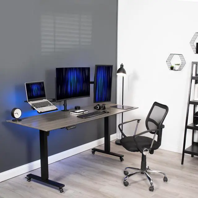 Alt view image 2 of 7 - VIVO Dual 13" to 27" Monitor Mount with Laptop Holder, Horizontal Screen Display