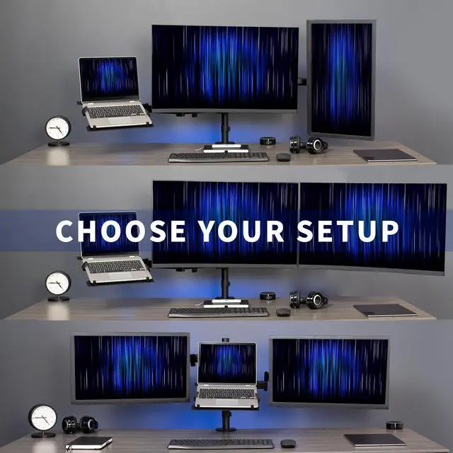 Alt view image 4 of 7 - VIVO Dual 13" to 27" Monitor Mount with Laptop Holder, Horizontal Screen Display