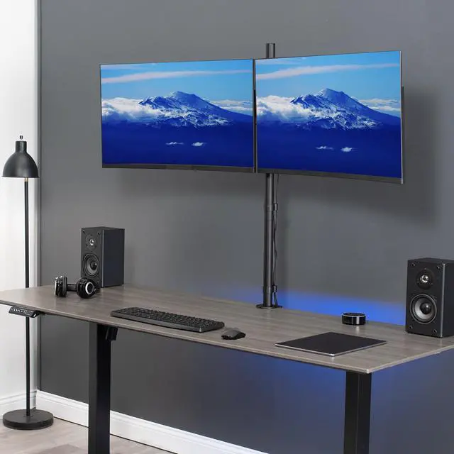 Alt view image 2 of 8 - VIVO Dual Monitor Desk Mount Extra Tall Adjustable Stand for up to 32" Screens