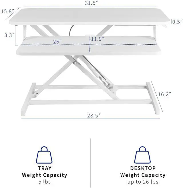 Alt view image 3 of 7 - VIVO White Height Adjustable 32" Standing Desk Monitor Riser, Economic Sit Stand Workstation Tabletop (DESK-V000SW)