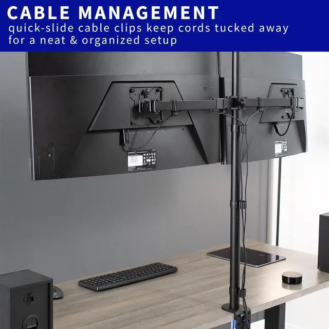 Alt view image 6 of 8 - VIVO Dual Monitor Desk Mount Extra Tall Adjustable Stand for up to 32" Screens