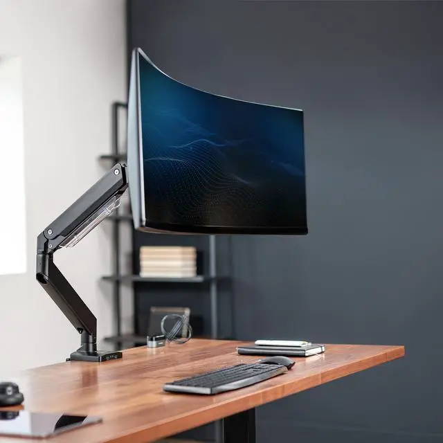Alt view image 2 of 8 - VIVO Premium Aluminum Single Monitor Pneumatic Spring Arm Desk Mount Stand w/ USB | Fits Ultrawides up to 49" (STAND-V101G1)