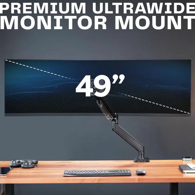 Alt view image 4 of 8 - VIVO Premium Aluminum Single Monitor Pneumatic Spring Arm Desk Mount Stand w/ USB | Fits Ultrawides up to 49" (STAND-V101G1)
