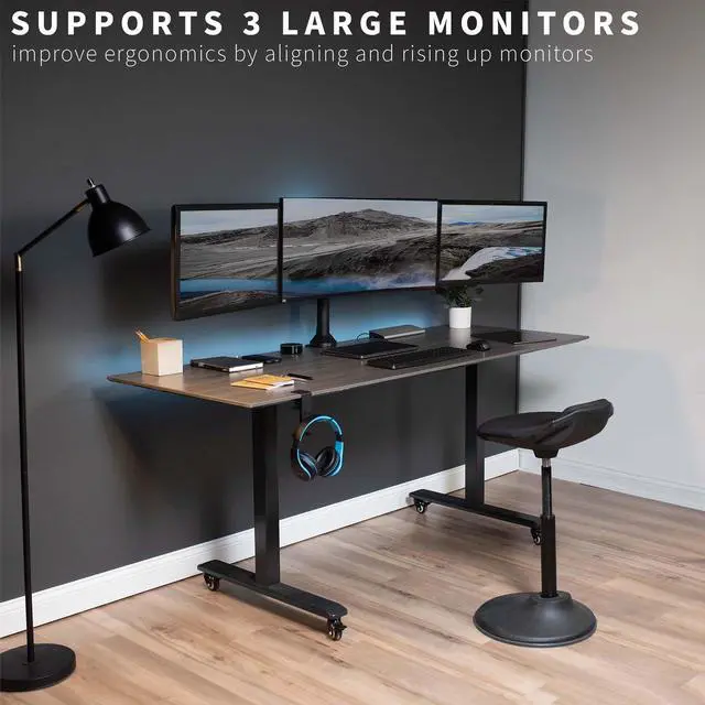 Alt view image 14 of 17 - VIVO Triple Monitor Desk Mount, Heavy Duty Stand, Computer Screens up to 32"