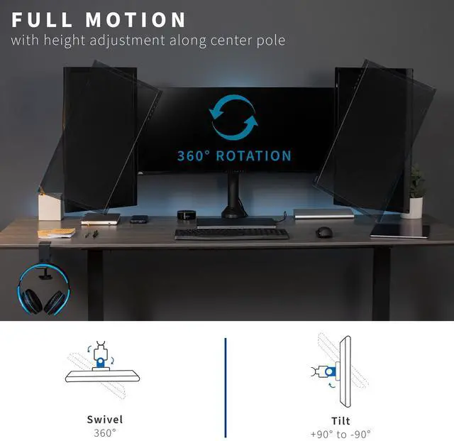 Alt view image 17 of 17 - VIVO Triple Monitor Desk Mount, Heavy Duty Stand, Computer Screens up to 32"