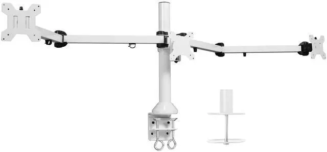 Main image of VIVO White Triple Monitor Desk Mount, Adjustable Stand, Fits 3 Screens up to 32"
