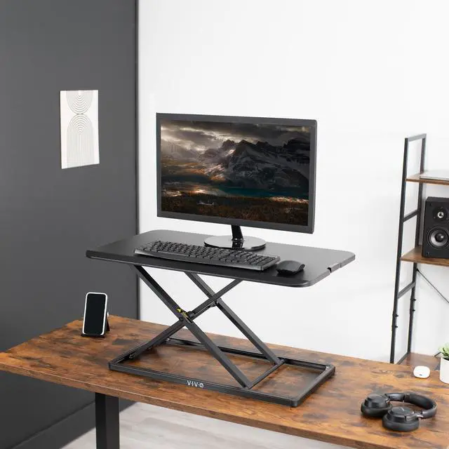 Alt view image 2 of 7 - VIVO Economy Single Top Height Adjustable 29" Standing Desk, Sit Stand Desktop Monitor Riser Workstation, DESK-V000U