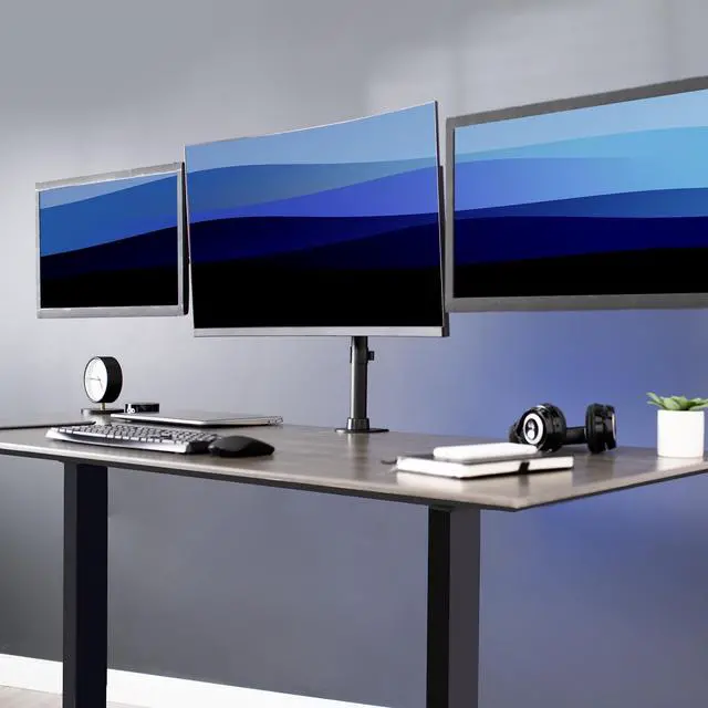 Alt view image 2 of 7 - VIVO Triple Monitor Adjustable Mount / Articulating Stand for 3 LCD Screens up to 24" (STAND-V003M)