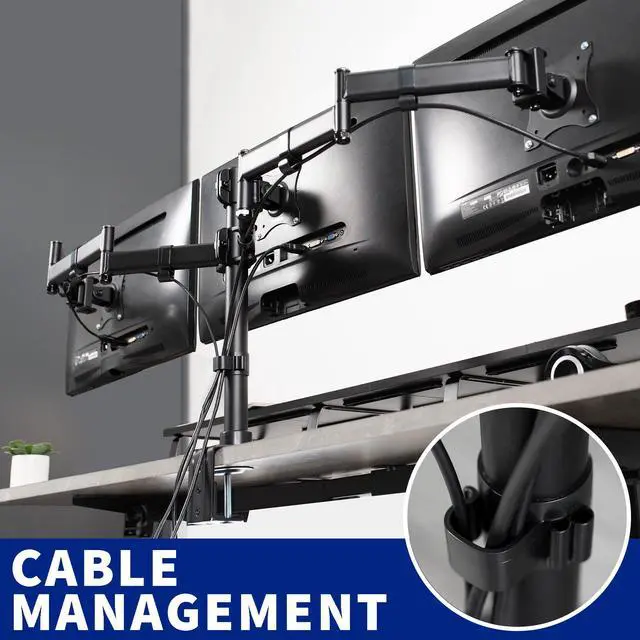Alt view image 5 of 7 - VIVO Triple Monitor Adjustable Mount / Articulating Stand for 3 LCD Screens up to 24" (STAND-V003M)