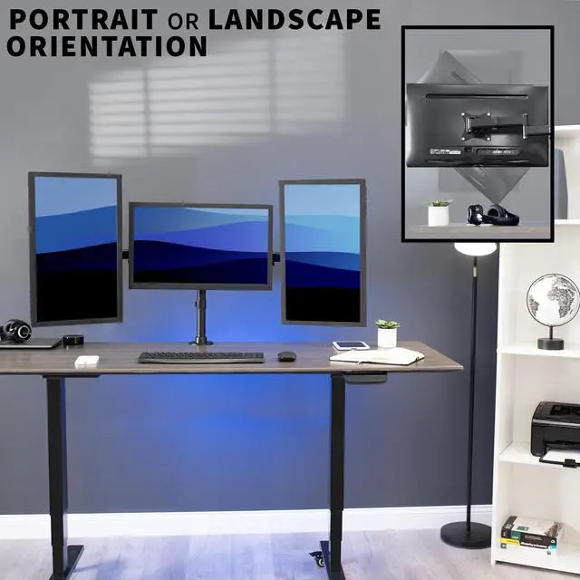 Alt view image 6 of 7 - VIVO Triple Monitor Adjustable Mount / Articulating Stand for 3 LCD Screens up to 24" (STAND-V003M)