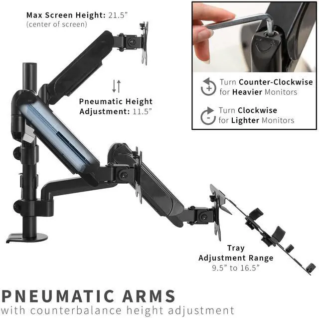 Alt view image 18 of 19 - VIVO Black Dual 17" to 32" Monitor and Laptop Pneumatic Arm Desk Mount