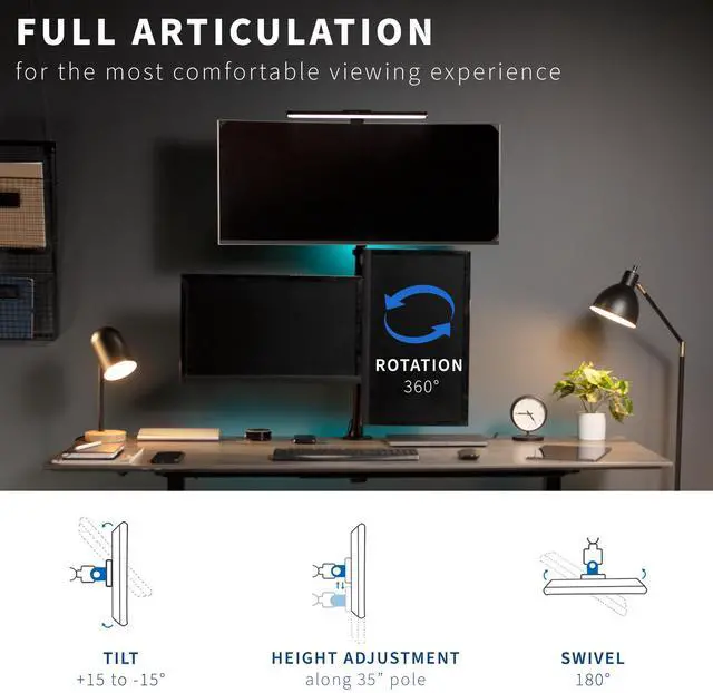 Alt view image 5 of 7 - VIVO Triple Monitor Desk Mount Stand, Heavy Duty, 3 Computer Screens up to 30"