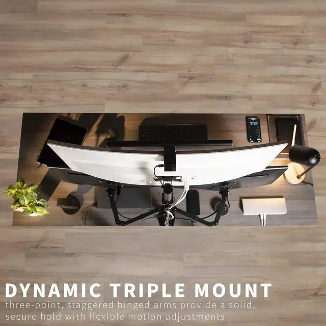 Alt view image 7 of 7 - VIVO Triple Monitor Desk Mount Stand, Heavy Duty, 3 Computer Screens up to 30"