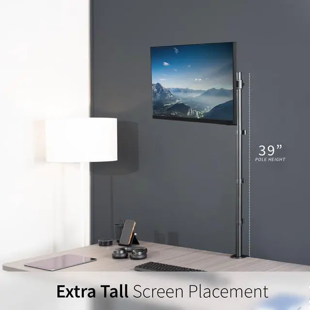 Alt view image 2 of 7 - VIVO Single Monitor Mount Extra Tall Adjustable Stand Fits One Screen up to 32"