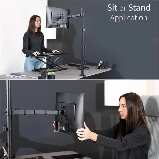 Alt view image 6 of 7 - VIVO Single Monitor Mount Extra Tall Adjustable Stand Fits One Screen up to 32"