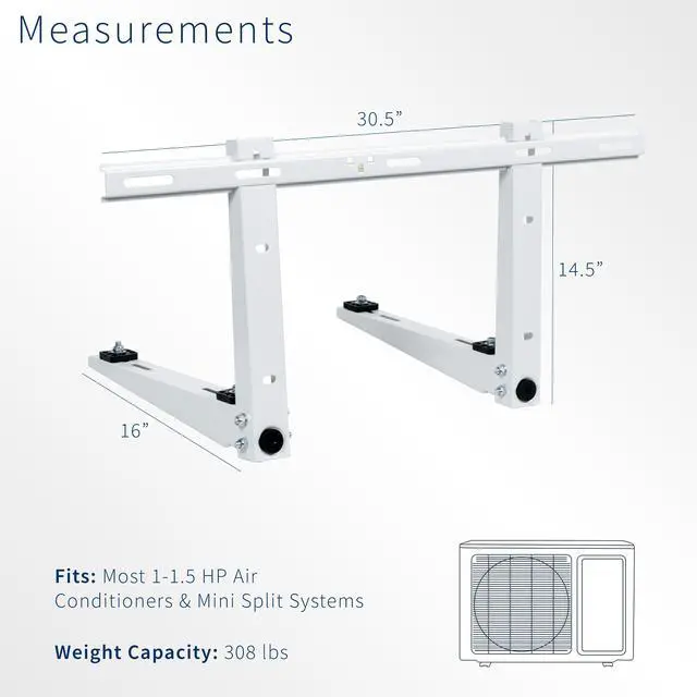 Alt view image 4 of 7 - VIVO Mini Split Air Conditioner Wall Mount, Designed for 1-1.5 HP Air Conditioners, 9000-36000 BTU Systems, MOUNT-MSAC1